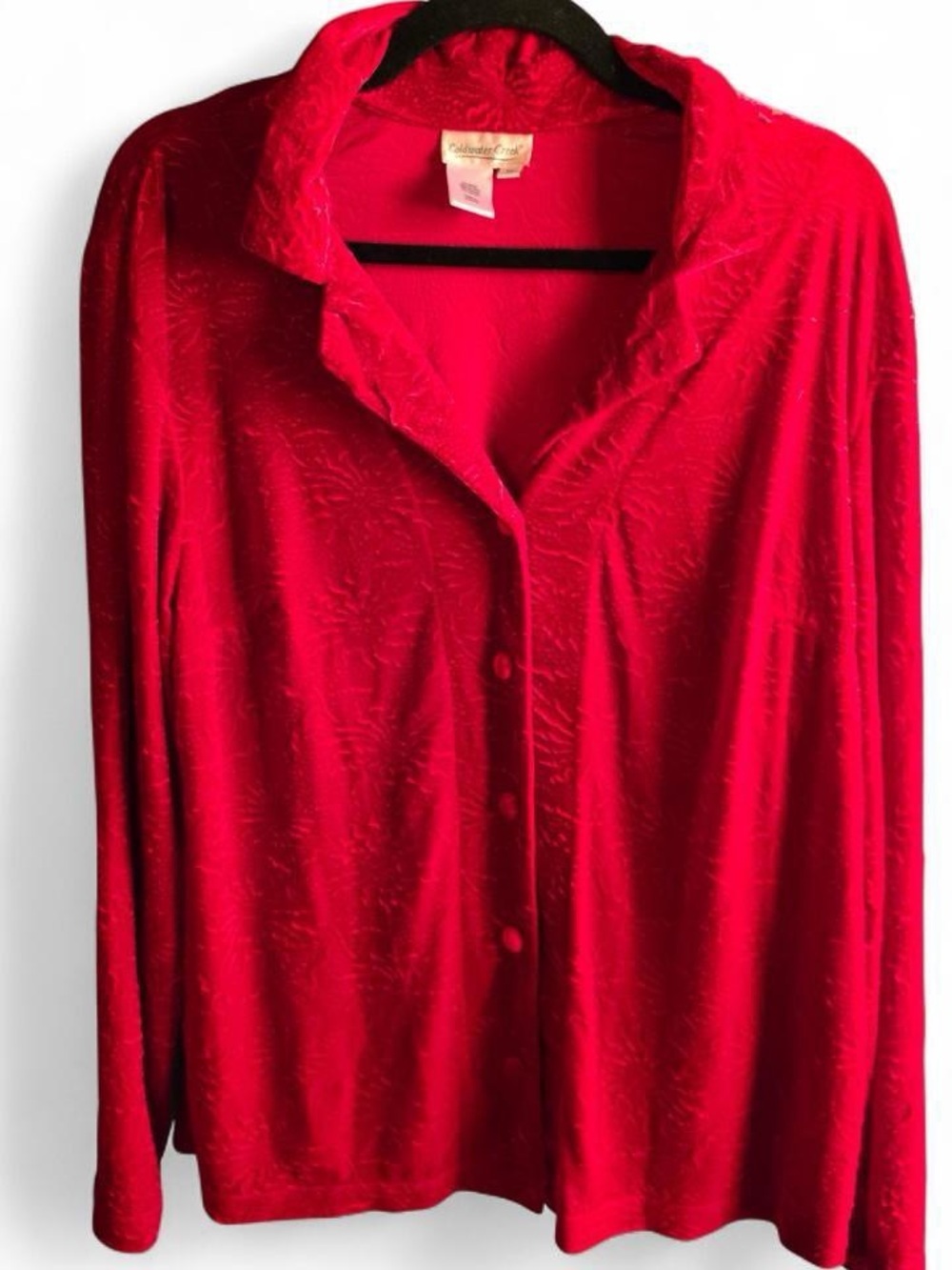 Coldwater Creek Floral Button Front Top in Red Size XL